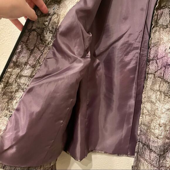 Vintage 90s Erin London Y2K Jacket Snakeskin Pattern Boxy Collared Zip Front Sm - Picture 9 of 12